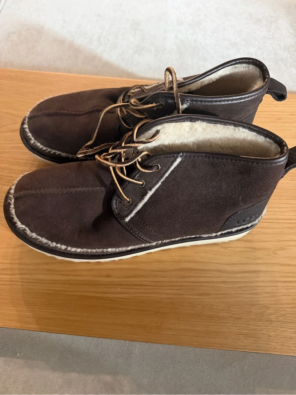 UGG Men's Dark Brown Suede Chukka Boots with Shearling Trim